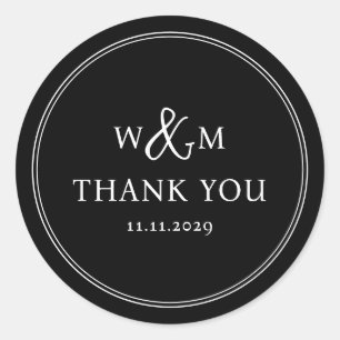 Simple Elegant Modern Monogrammed Wedding Classic Round Sticker