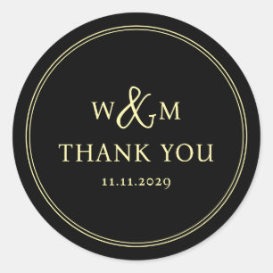 Simple Elegant Modern Monogrammed Wedding Classic Round Sticker