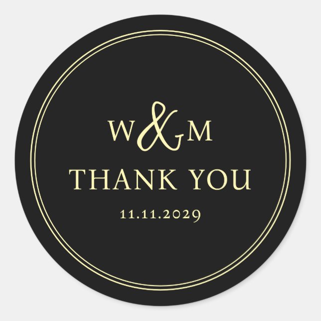 Simple Elegant Modern Monogrammed Wedding Classic Round Sticker (Front)