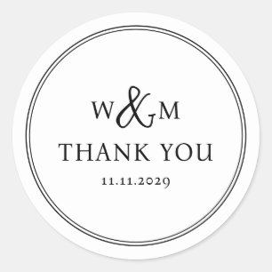 Simple Elegant Modern Monogrammed Wedding Classic Round Sticker