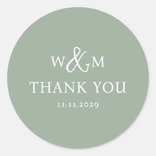 Simple Elegant Modern Monogrammed Wedding Classic Round Sticker