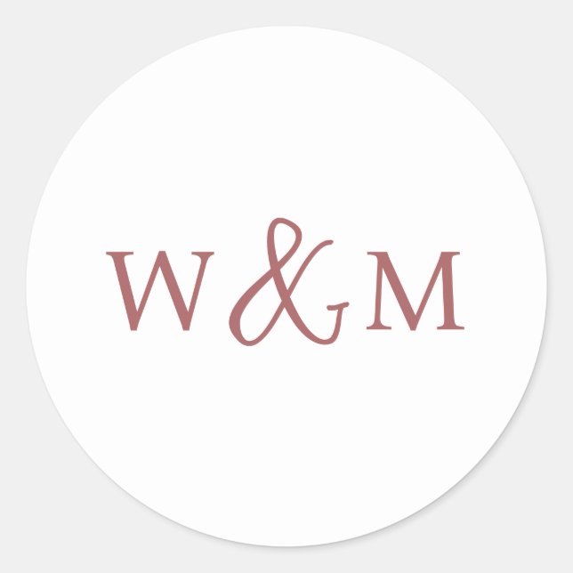 Simple Elegant Modern Monogrammed Wedding Classic Round Sticker (Front)