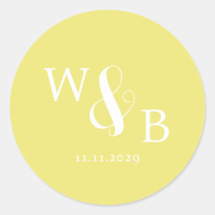 Simple Elegant Modern Monogrammed Wedding Classic Round Sticker
