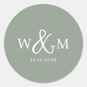 Simple Elegant Modern Monogrammed Wedding Classic Round Sticker