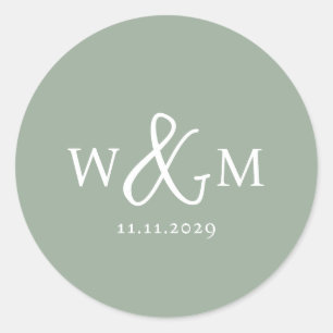 Simple Elegant Modern Monogrammed Wedding Classic Round Sticker