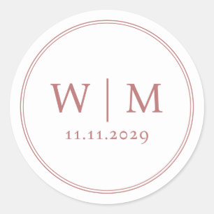 Simple Elegant Modern Monogrammed Wedding Classic Round Sticker