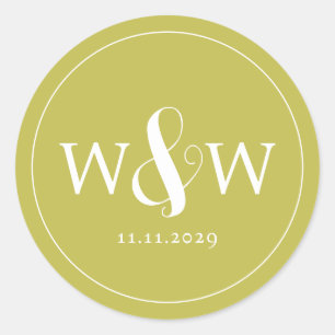 Simple Elegant Modern Monogrammed Wedding Classic Round Sticker