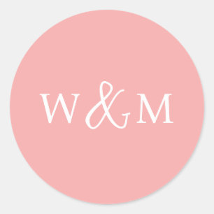 Simple Elegant Modern Monogrammed Wedding Classic Round Sticker
