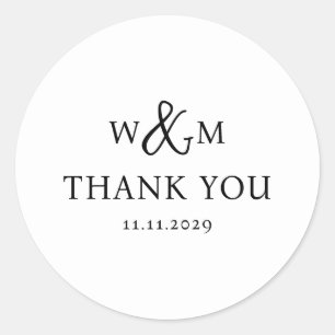 Simple Elegant Modern Monogrammed Wedding Classic Round Sticker