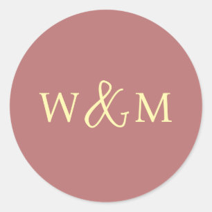 Simple Elegant Modern Monogrammed Wedding Classic Round Sticker
