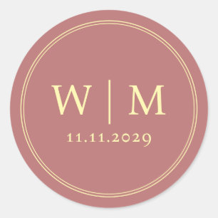 Simple Elegant Modern Monogrammed Wedding Classic Round Sticker