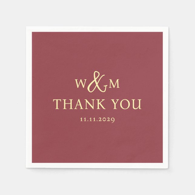 Simple Elegant Modern Monogrammed Wedding Napkin (Front)