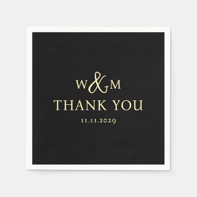 Simple Elegant Modern Monogrammed Wedding Napkin (Front)
