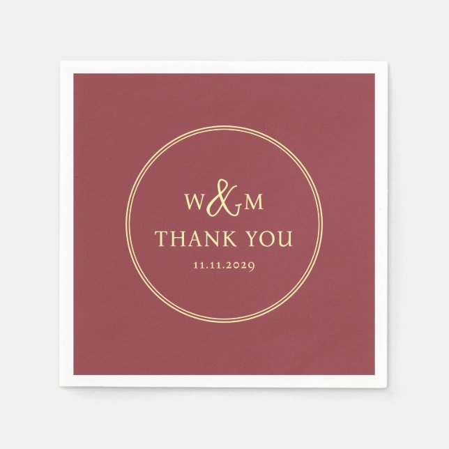 Simple Elegant Modern Monogrammed Wedding Napkin (Front)