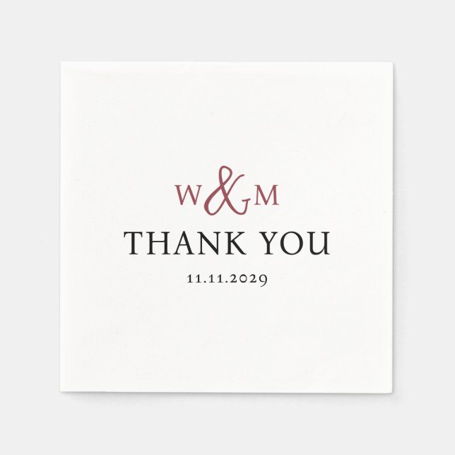 Simple Elegant Modern Monogrammed Wedding Napkin (Front)