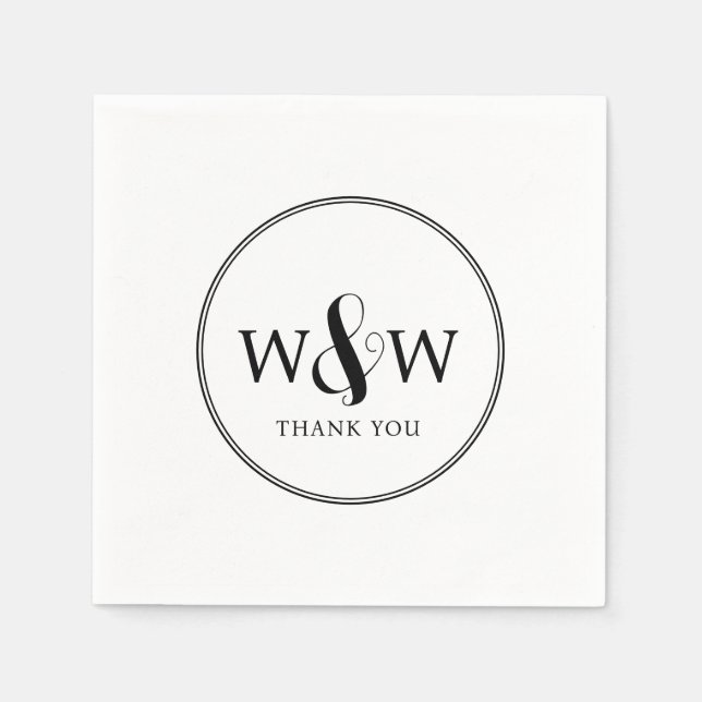 Simple Elegant Modern Monogrammed Wedding Napkin (Front)