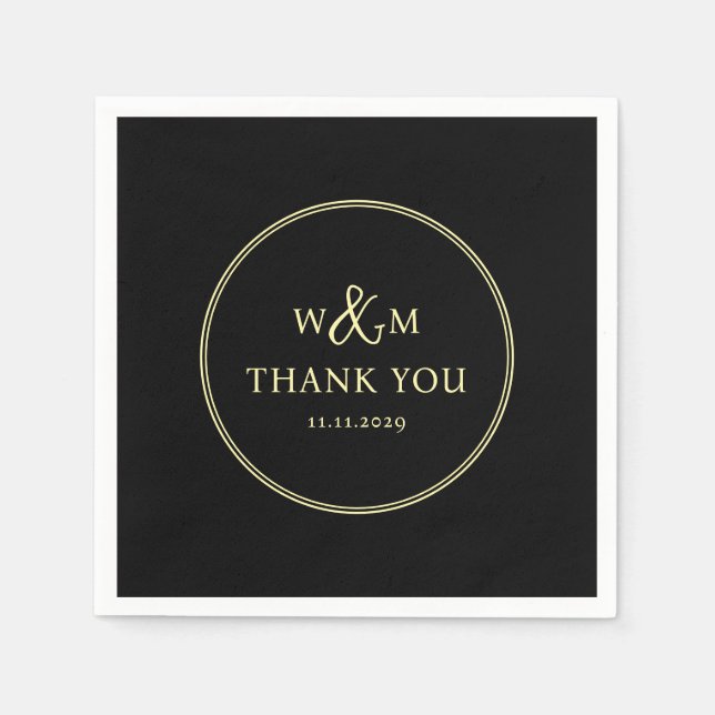 Simple Elegant Modern Monogrammed Wedding Napkin (Front)