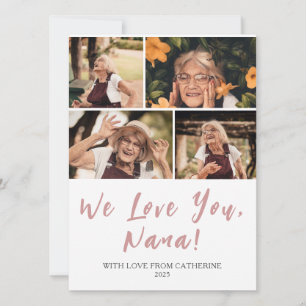 Simple Elegant Modern Mothers Day Grandma 4 Photo Holiday Card