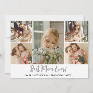 Simple Elegant Modern Mothers Day Photo Collage Holiday Card