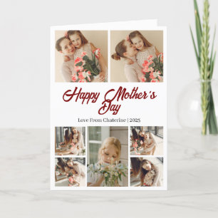 Simple Elegant Modern Mothers Day Photo Collage Holiday Card