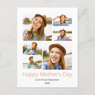 Simple Elegant Modern Mothers Day Photo Collage Holiday Postcard