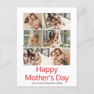Simple Elegant Modern Mothers Day Photo Collage Holiday Postcard