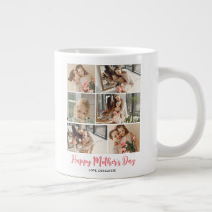 Simple Elegant Modern Mothers Day Photo Collage Large Coffee Mug