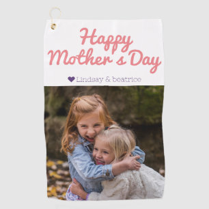 Simple Elegant Modern Mothers Day Photo Name Golf Towel