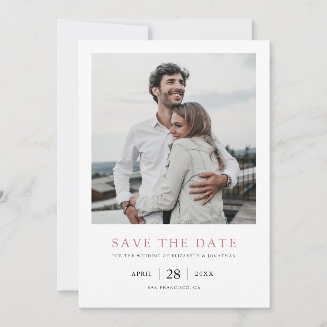 Simple Elegant Modern Multi Photo Wedding  Save The Date (Front)