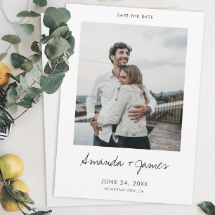 Simple Elegant Modern Photo Engagement Wedding Save The Date
