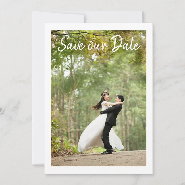 Simple Elegant Modern Photo Save The Date (Front)