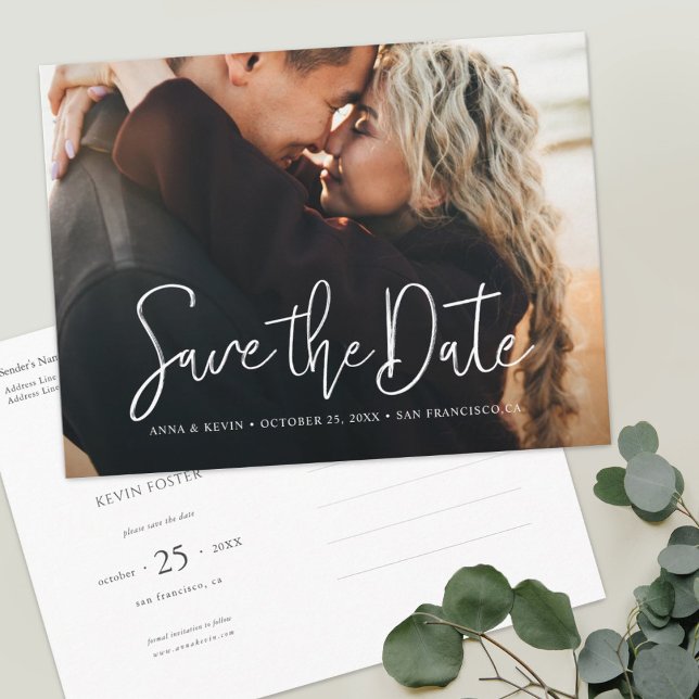 Simple Elegant Modern Photo Save the Date Invitation Postcard (Creator Uploaded)