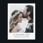 Simple Elegant Modern Photo Wedding Save the Date Announcement Postcard<br><div class="desc">This simple, chic photo wedding save the date postcard template features a clean, minimalist modern design. On the front, you can change the order in which the date details are presented, if you prefer for example 'September 21st, 20XX' or another version of that with different punctuation, or another format of...</div>