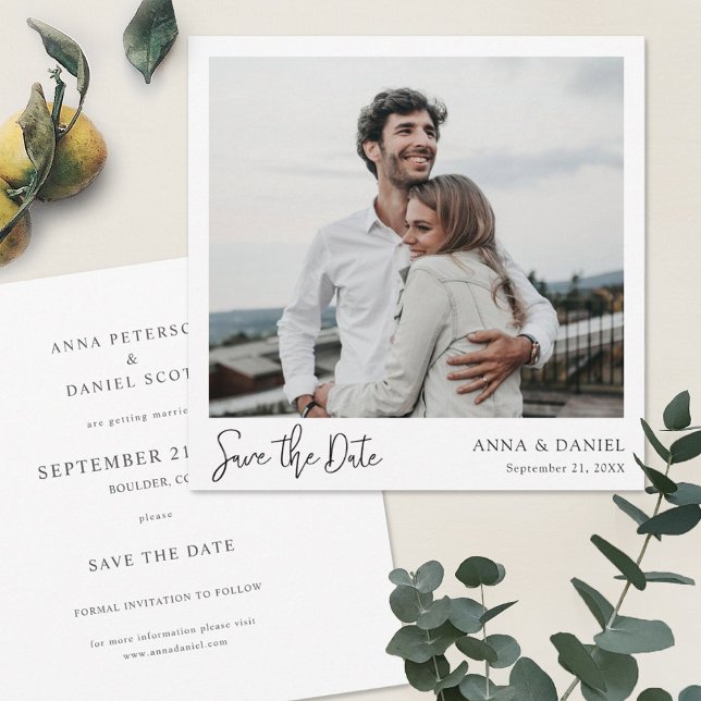 Simple Elegant Modern Photo Wedding Save the Date Invitation (Creator Uploaded)