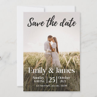 Simple Elegant Modern Photo Wedding Save the Date  Invitation