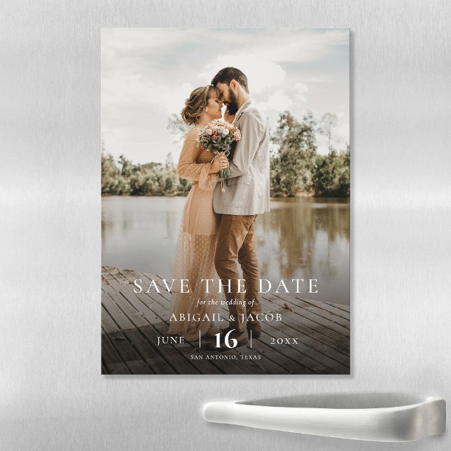 Simple Elegant Modern Photo Wedding Save the Date Magnetic Invitation (Creator Uploaded)