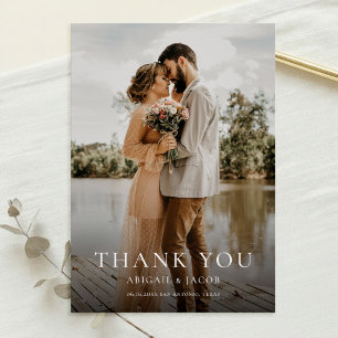 Simple Elegant Modern Photo Wedding Thank You Card