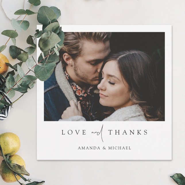 Simple Elegant Modern Photo Wedding  Thank You Card (Creator Uploaded)