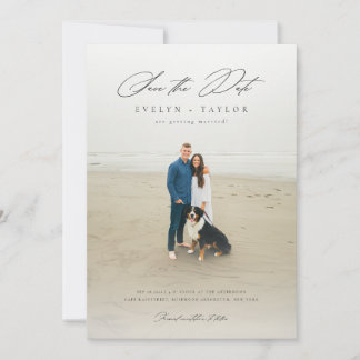 Simple Elegant Modern QR Code Photo Wedding Save The Date