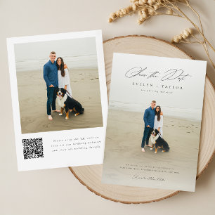 Simple Elegant Modern QR Code Photo Wedding Save The Date