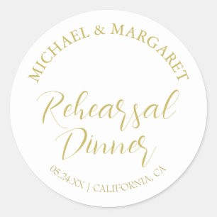 Simple Elegant Modern Rehearsal Dinner Wedding Classic Round Sticker