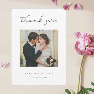 Simple Elegant Modern Rose Gold Wedding Thank You Card