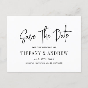 Simple Elegant Modern Save The Date Wedding Announcement Postcard