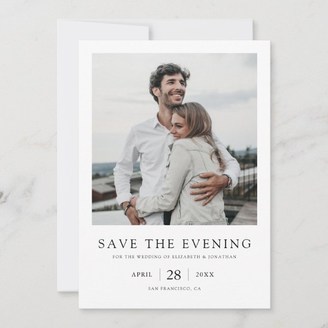 Simple Elegant Modern Save the Evening Wedding Date (Front)