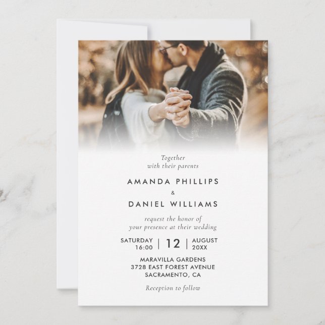 Simple Elegant Modern Script 4 Photo Wedding Invitation (Front)