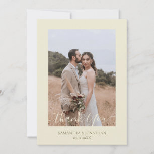 Simple Elegant Modern Script 4 photos wedding Thank You Card