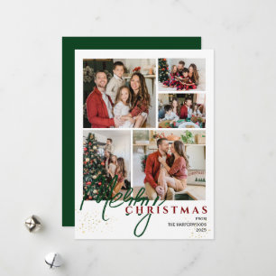 Simple Elegant modern Script 5 photo Christmas Holiday Card
