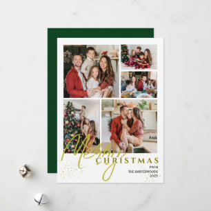  Simple Elegant modern Script 5 photo Christmas Holiday Card