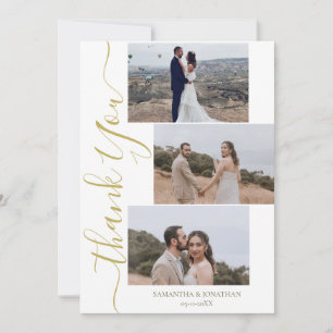 Simple Elegant Modern Script 6 photos wedding Than Thank You Card