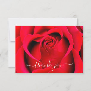 Simple Elegant Modern Script Floral Rose Wedding Thank You Card